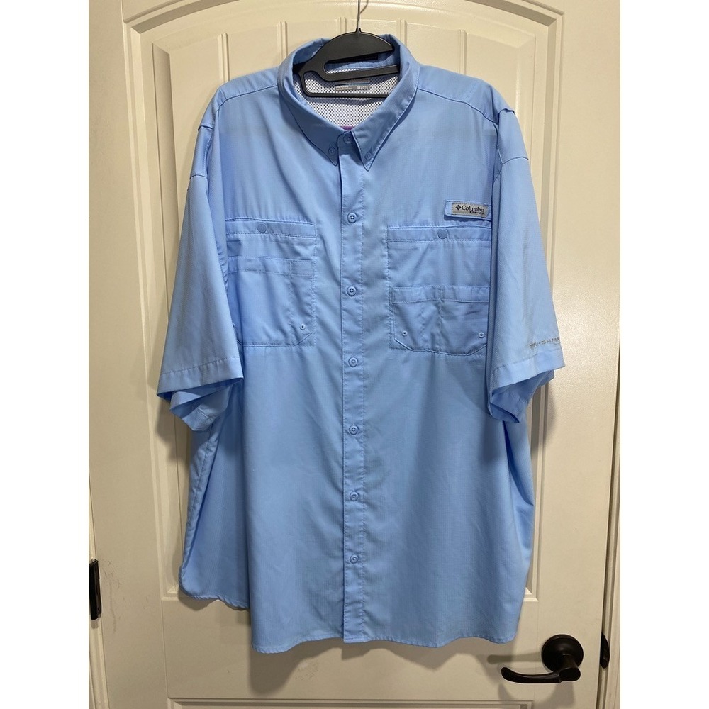 Columbia PFG Tamiami Shirt Men 2XL Fishing Omni Shade Vented Short Sleeve Button